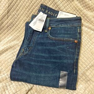 American Eagle Slim Straight 31/32 Blue Jeans Airflex+ Dark Blue Fade